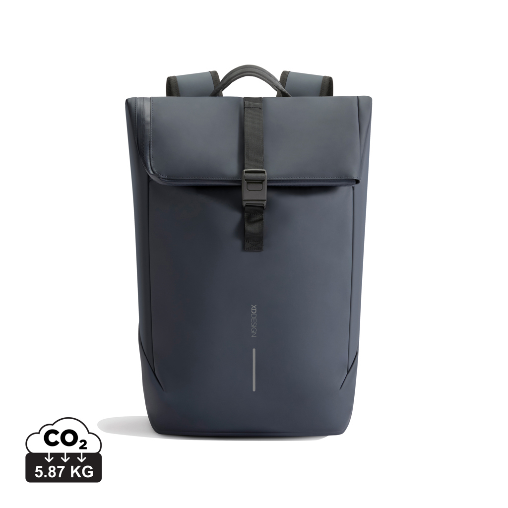 Sac à dos publicitaire à rabat étanche Urban bleu marine et noir